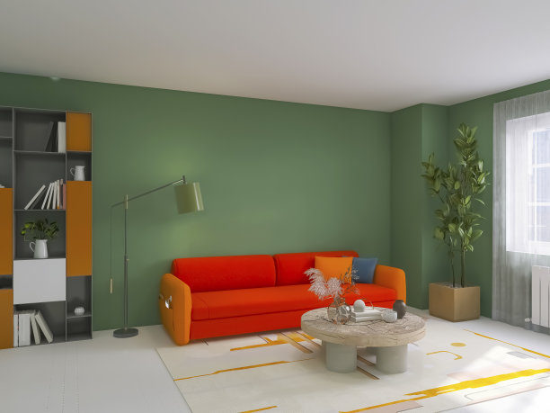 客厅设计3d渲染，3d插画图片下载