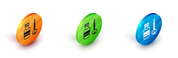 带针头图标的等距医用注射器图片下载