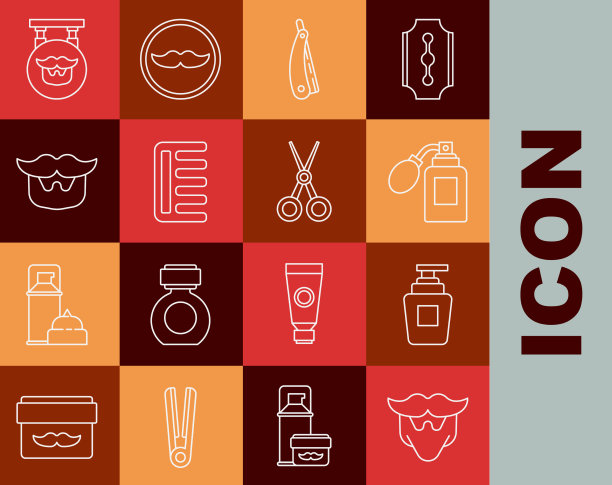 设置线胡子和胡须洗发水瓶图片下载