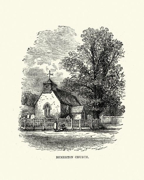 圣安德鲁教堂，伯默顿，威尔特郡19世纪图片下载