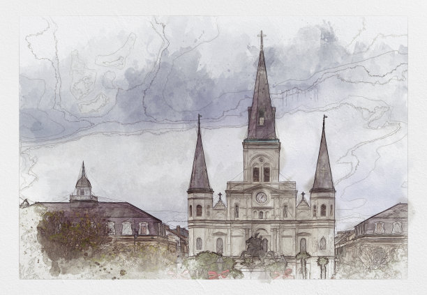 新奥尔良的圣路易大教堂-数字技术图片下载