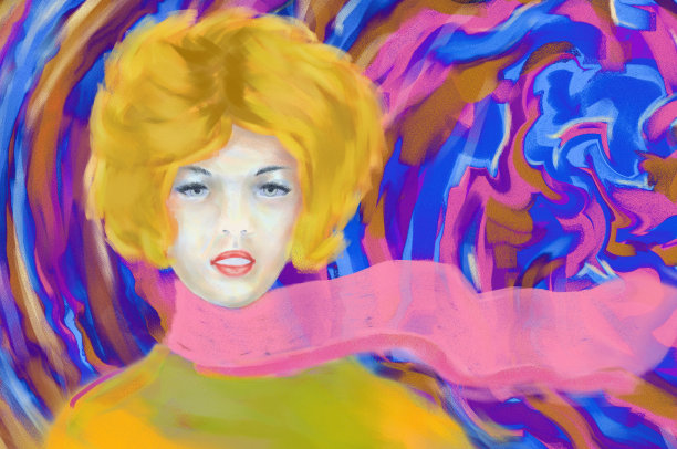 装饰背景上年轻女子的浪漫肖像图片下载