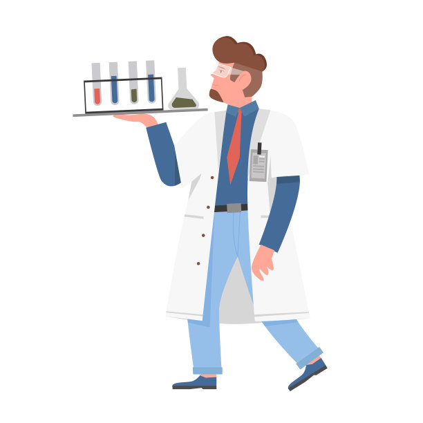 拿着化学烧瓶的科学家图片下载