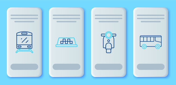 设有出租汽车、车顶、踏板车、火车和公共汽车图片下载