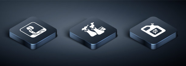 设置等距废水，生物燃料罐和烟雾从工厂图标。向量图片下载