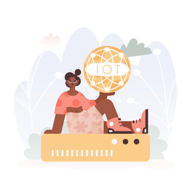 充满活力的女士掌握物联网图片内部部件部件部件服务器组织的中心，象征着先进时代的互联性和机械进步。图片下载