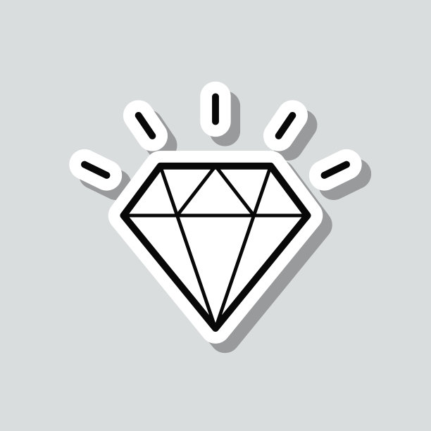 钻石。图标贴纸在灰色背景图片下载