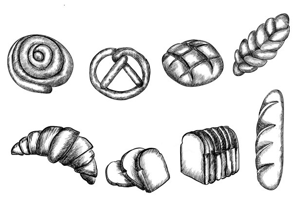 框架线条艺术面包图片下载