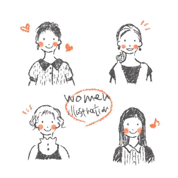 年轻女子头像插图集图片下载