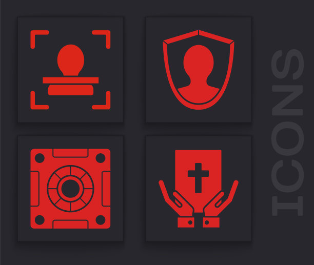 设置圣经宣誓，人脸识别，用户保护和安全图标。向量图片下载