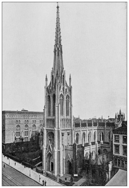 纽约的古董照片:格雷斯教堂，百老汇图片下载