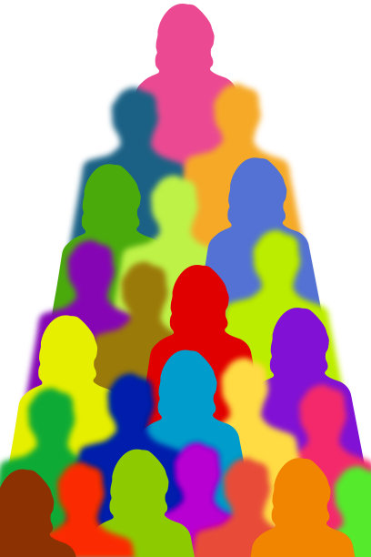 多色聚焦女性和散焦男性金字塔图片下载