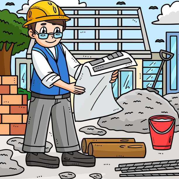 劳动节建筑师与彩色蓝图图片下载