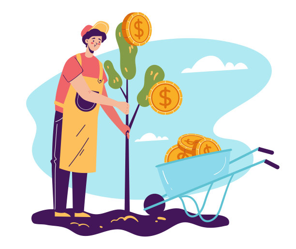 金钱树利润财富业务收入抽象概念。矢量图形设计插图图片下载