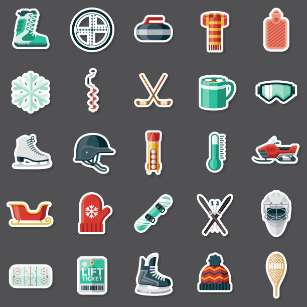 冬季运动贴纸套装图片下载
