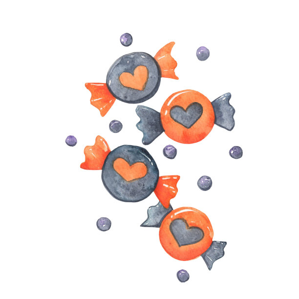 心万圣节糖果水彩插图装饰万圣节派对节日。图片下载