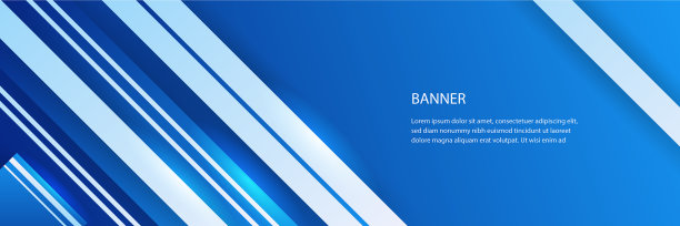 抽象的蓝色横幅设计与蓝色几何图片下载