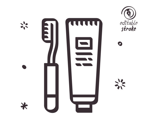 有趣的线条插图刷牙图片下载