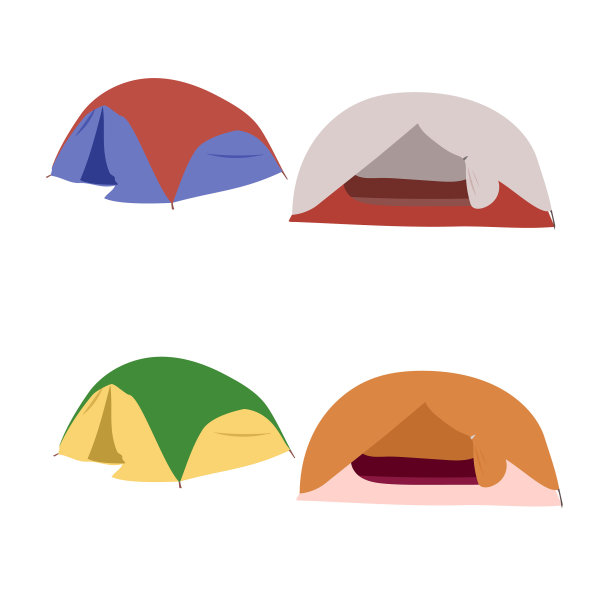 蓝色和黄色的野营帐篷图片下载