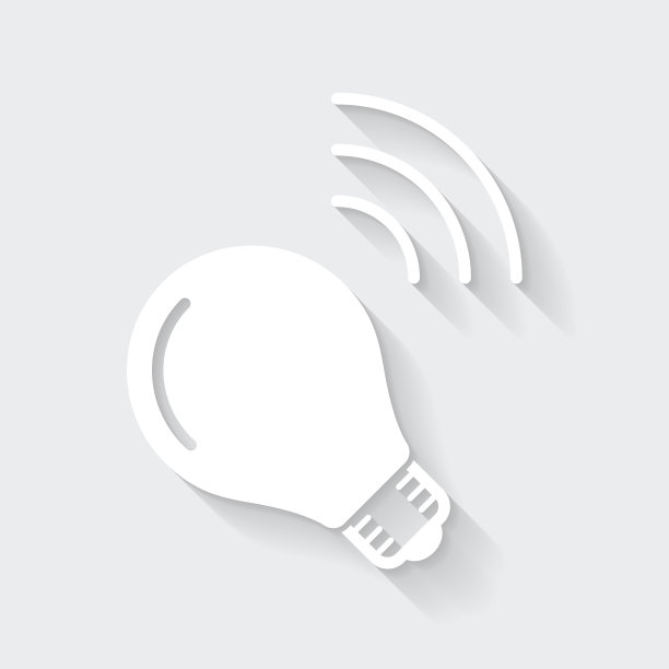 聪明的灯泡。图标与空白背景上的长阴影-平面设计图片下载