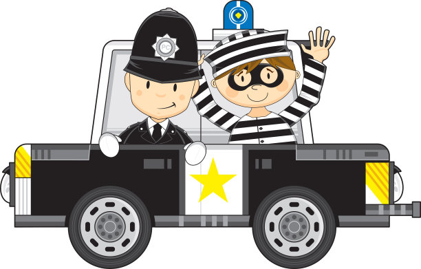 卡通警察和汽车与强盗图片下载