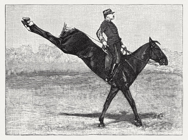 踢马，木刻照片后，出版于1895年图片下载