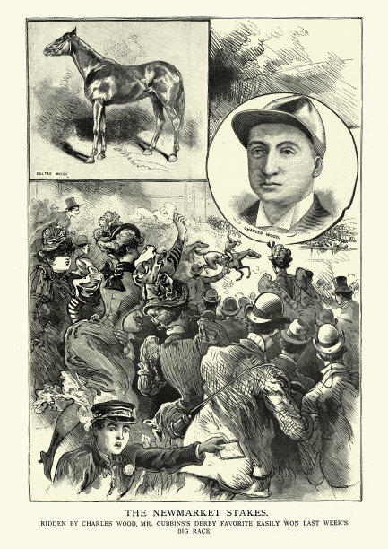 查尔斯·莫尔骑着高尔提·莫尔赢得纽马克特赛马，维多利亚时代，19世纪图片下载