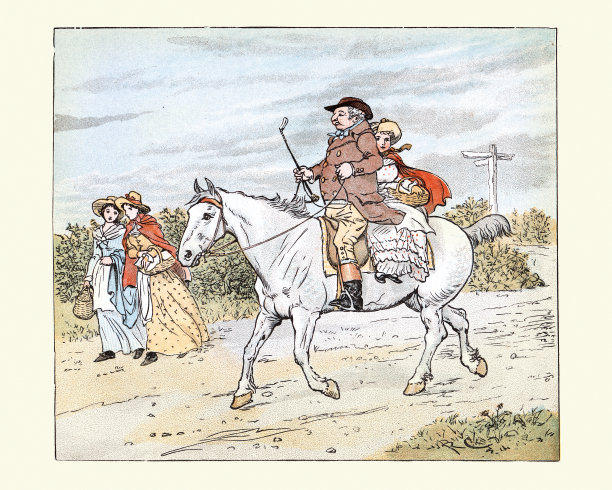 一个农夫骑着他的灰色母马小跑图片下载