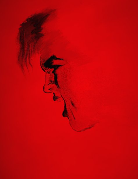 一个男人象征着愤怒，不宽容，侵略。用蜡笔技术制作的图片下载