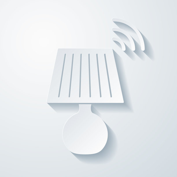 智能灯。空白背景上剪纸效果的图标图片下载