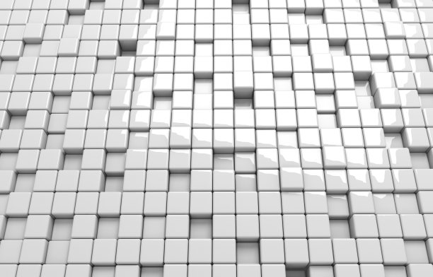 抽象几何形状的白色立方体三维渲染。未来风格的光泽背景。图片下载