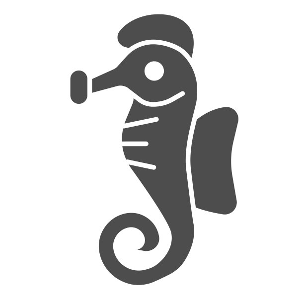 海马固体图标的海洋动物图片下载