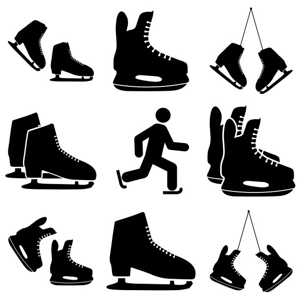 溜冰鞋图标，标志孤立在白色背景图片下载