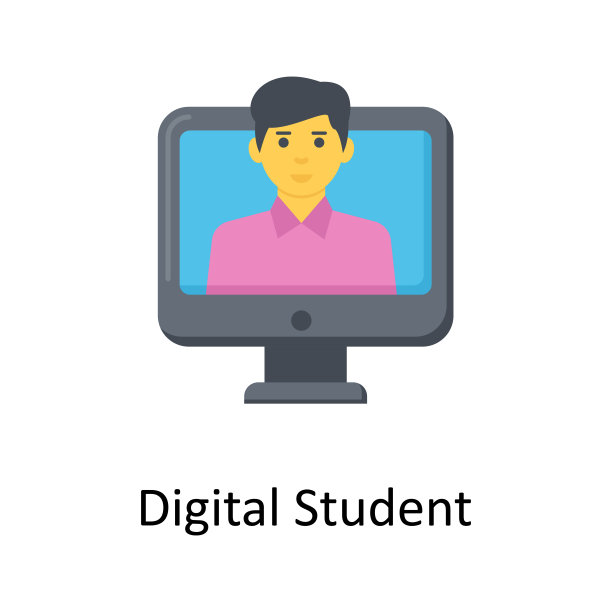 数字学生矢量平面图标网页孤立的白色背景EPS 10文件图片下载