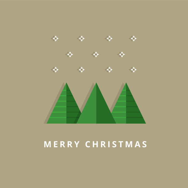 圣诞贺卡与抽象的几何圣诞树和飘落的雪图片下载