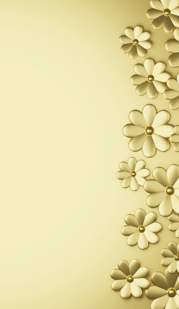垂直背景图像与三维花(黄金)三维渲染。图片下载