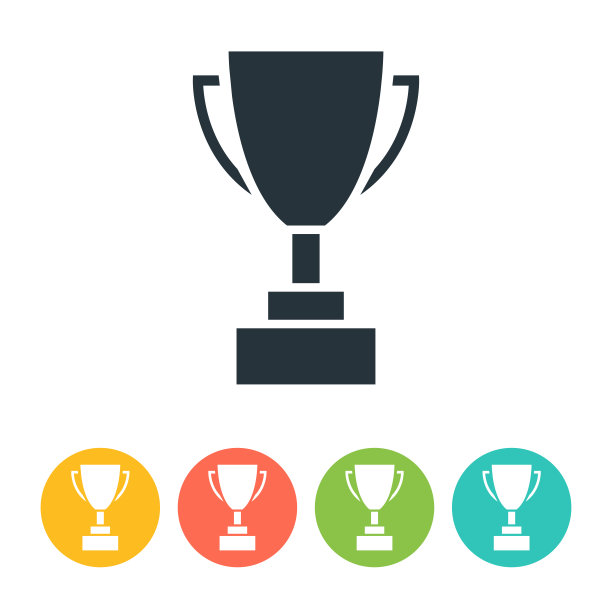 奖杯奖杯奖平面图标-彩色插图图片下载