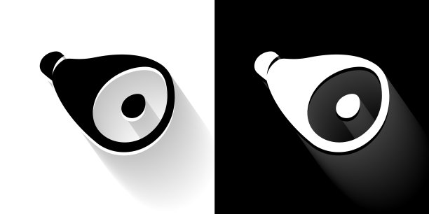 火腿黑色和白色图标与长影子图片下载