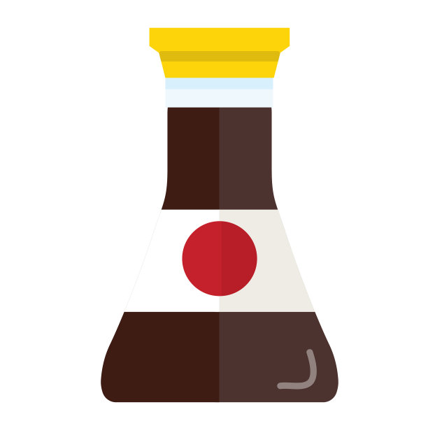 食品包装酱油瓶与标签彩色图标在白色背景图片下载