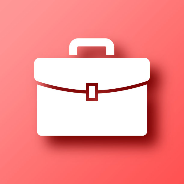 公文包。图标在红色背景与阴影图片下载