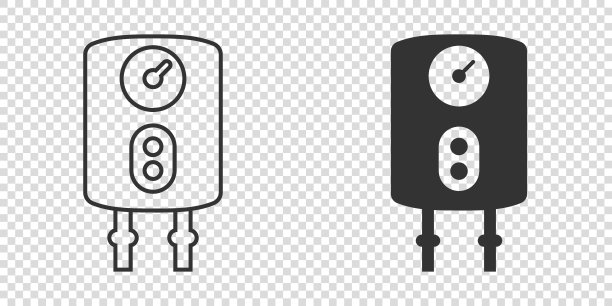 燃气锅炉图标在平面风格。加热器矢量插图在孤立的背景。沸腾标志的经营理念。图片下载
