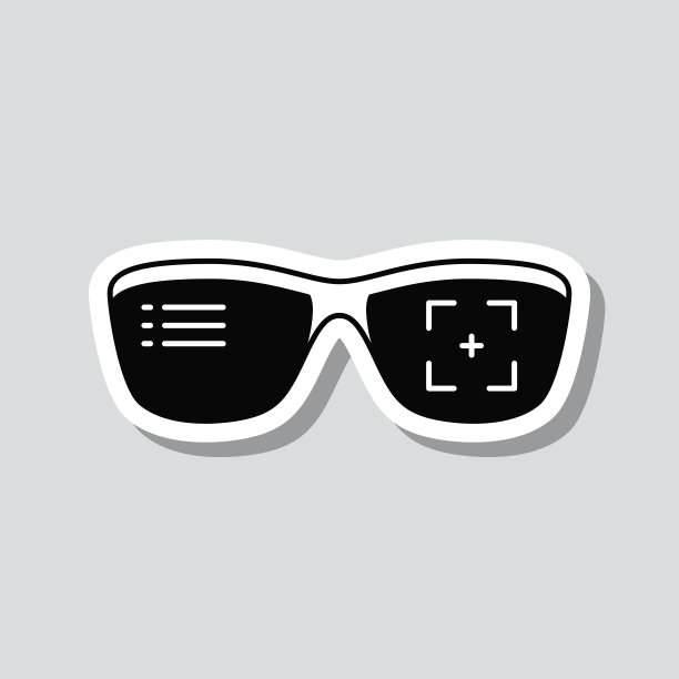 智能眼镜。图标贴纸在灰色背景图片下载