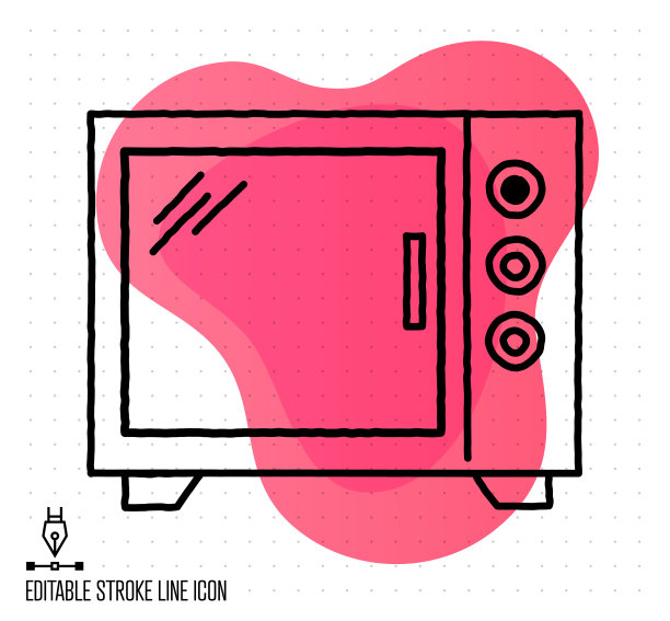 烹饪时间矢量可编辑线插图图片下载