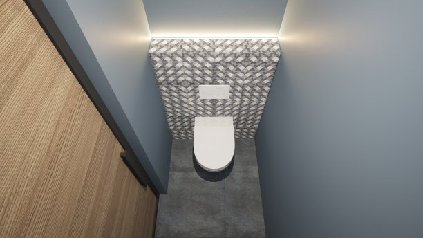 咖啡厅/餐厅的厕所。室内设计。计算机生成的图像。建筑可视化。3D渲染。图片下载