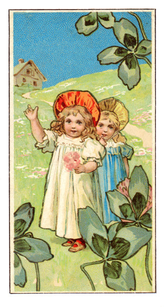 两个小女孩在大自然中玩新艺术插画图片下载