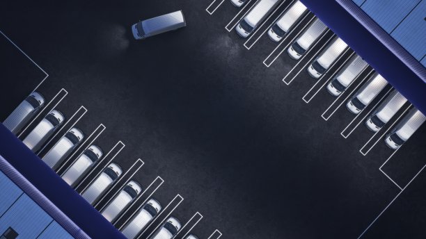 带货车的配送仓库图片下载