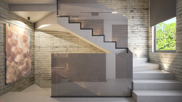 室内设计。体系结构。计算机生成的走廊图像。建筑可视化。3D渲染图片下载