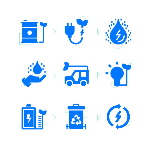 绿色能源图标套装图片下载