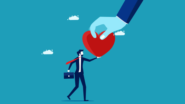鼓励或离开你的心。商人的心。业务概念向量图片下载