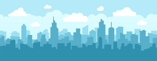 现代城市天际线——无缝矢量模式图片下载